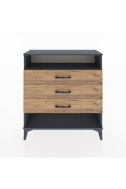 Arges Şifonyer Tek Raflı 3 Çekmeceli 88x30x96 Antrasit-Çam