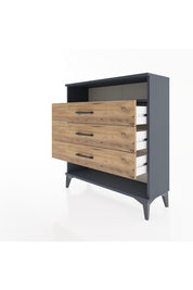 Arges Şifonyer Tek Raflı 3 Çekmeceli 88x30x96 Antrasit-Çam