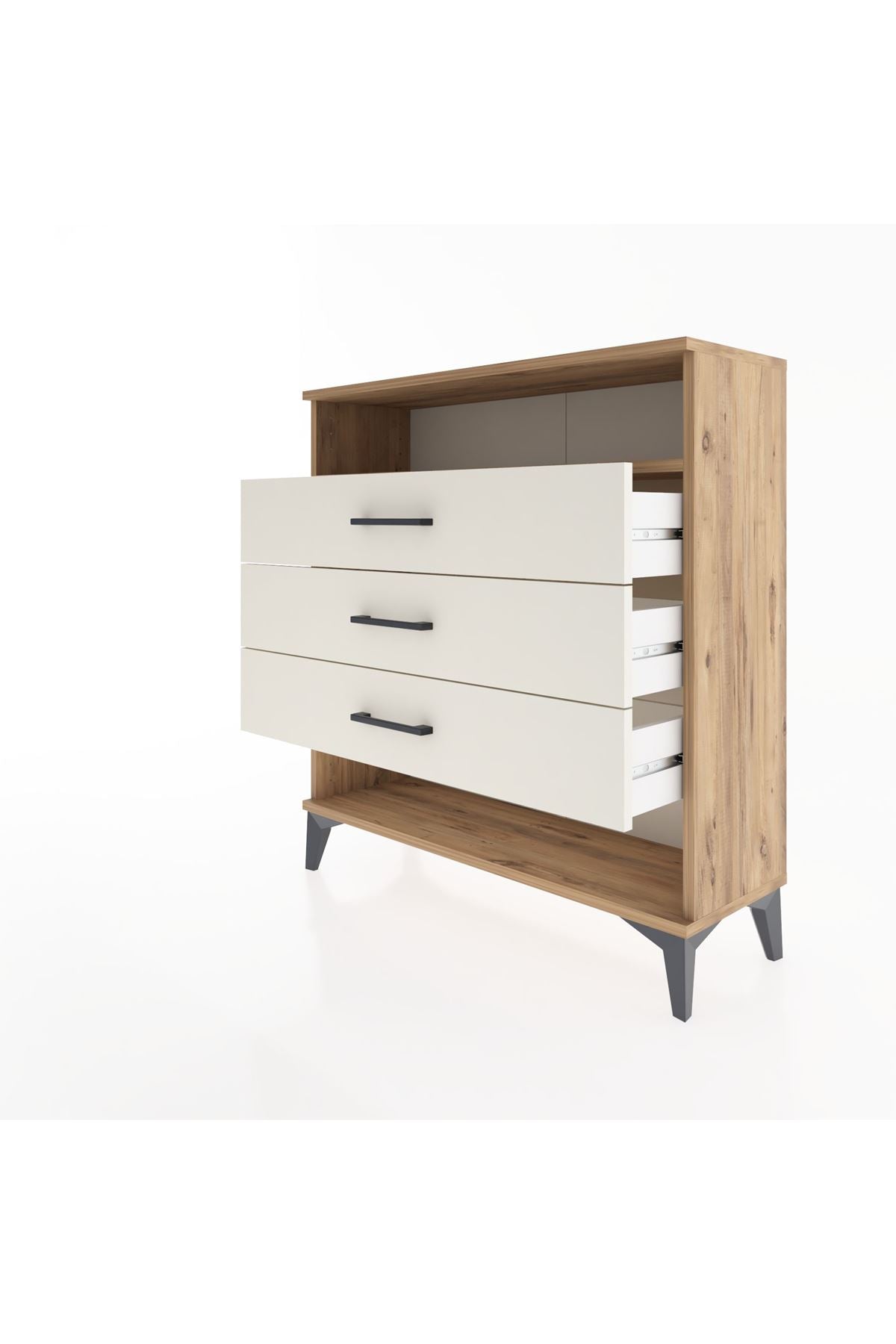 Arges Şifonyer Tek Raflı 3 Çekmeceli 88x30x96 Çam-Aytaşı