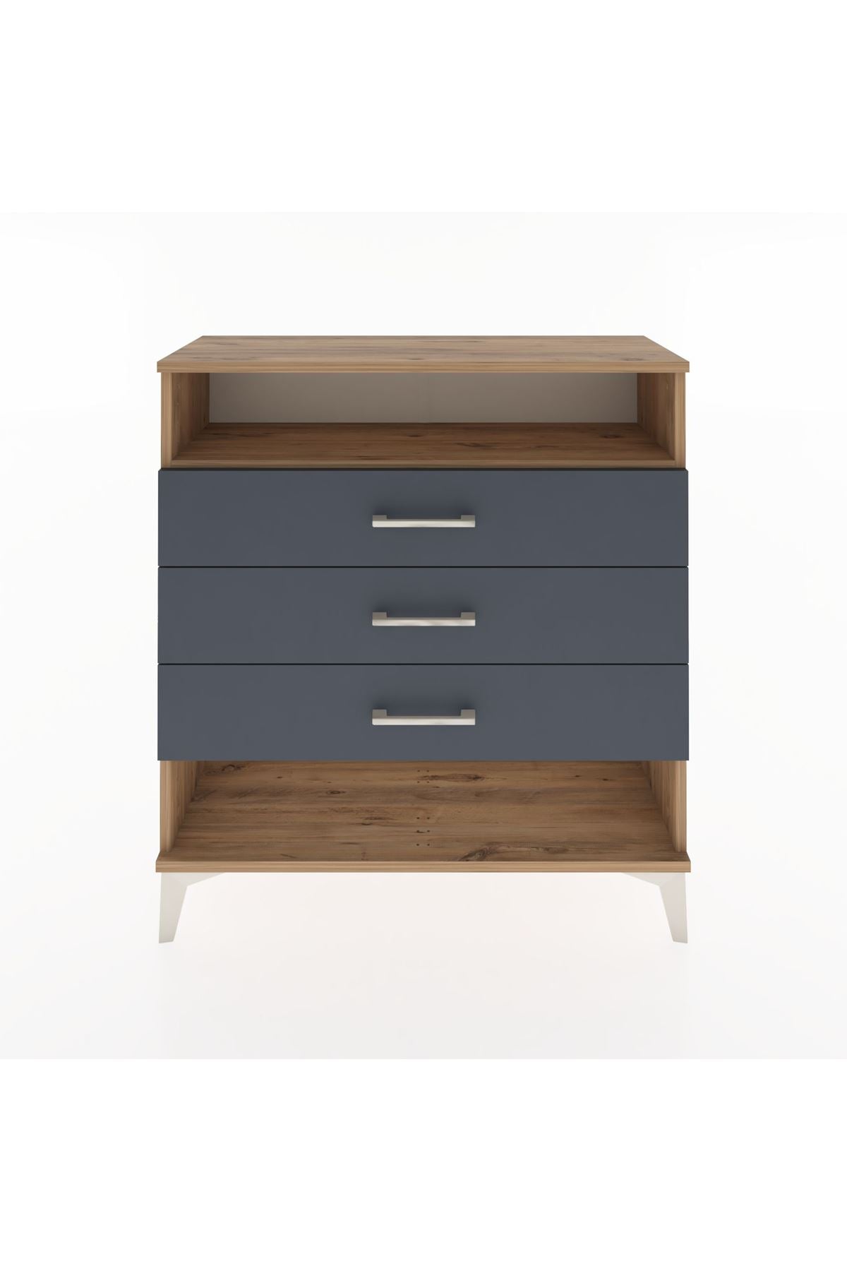 Arges Şifonyer Tek Raflı 3 Çekmeceli 88x30x96 Çam-Antrasit