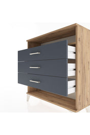 Arges Şifonyer Tek Raflı 3 Çekmeceli 88x30x96 Çam-Antrasit