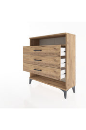 Arges Şifonyer Tek Raflı 3 Çekmeceli 88x30x96 Çam-Çam