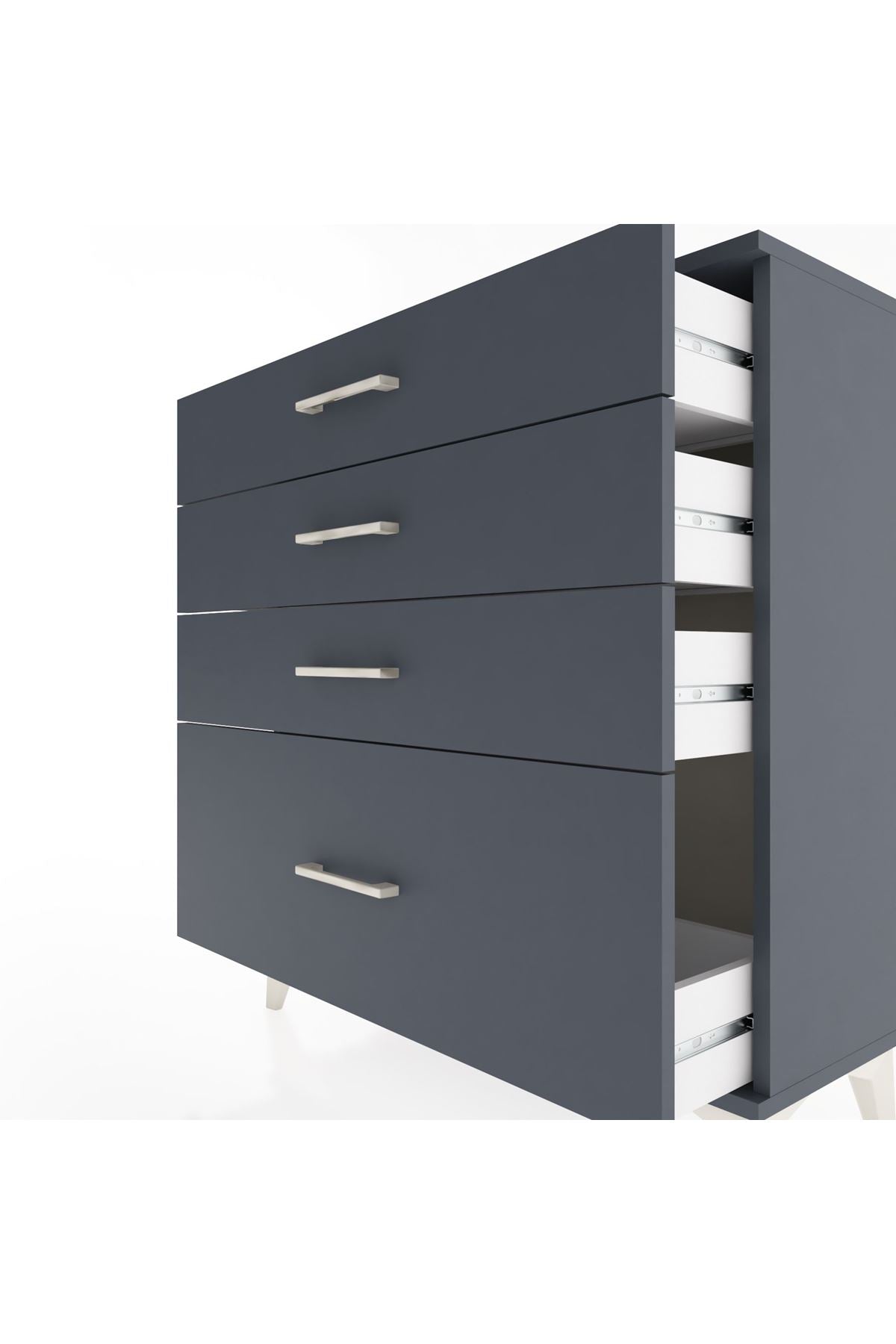 Arges Şifonyer 4 Çekmeceli 88x30x96 Antrasit-Antrasit