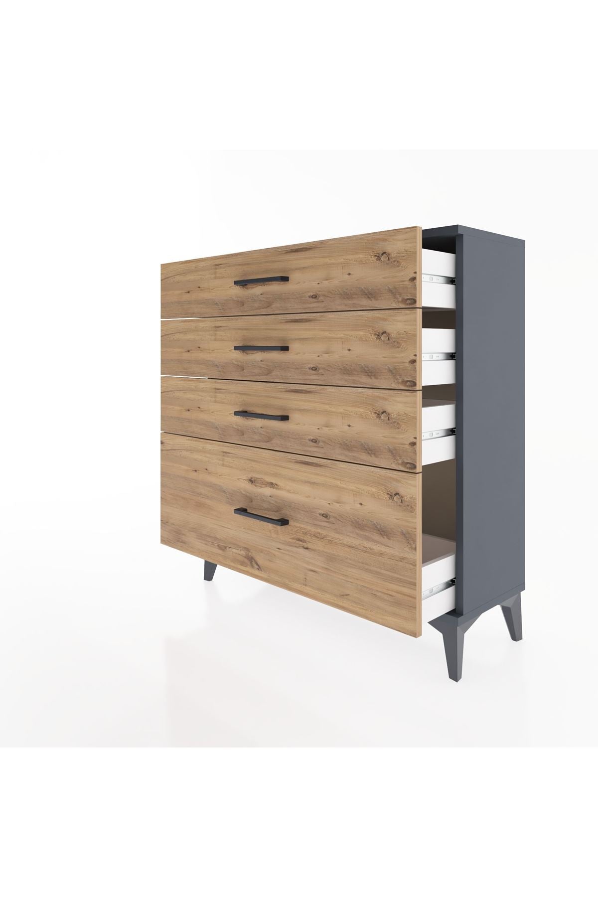 Arges Şifonyer 4 Çekmeceli 88x30x96 Antrasit-Çam