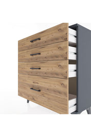 Arges Şifonyer 4 Çekmeceli 88x30x96 Antrasit-Çam