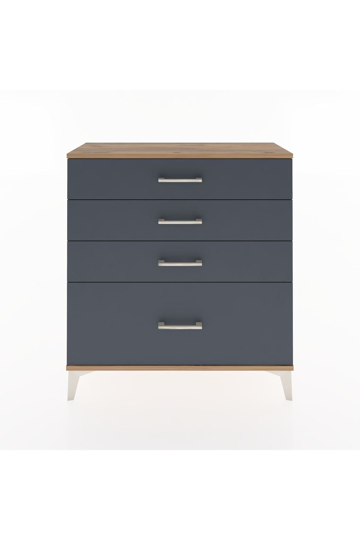 Arges Şifonyer 4 Çekmeceli 88x30x96 Çam-Antrasit