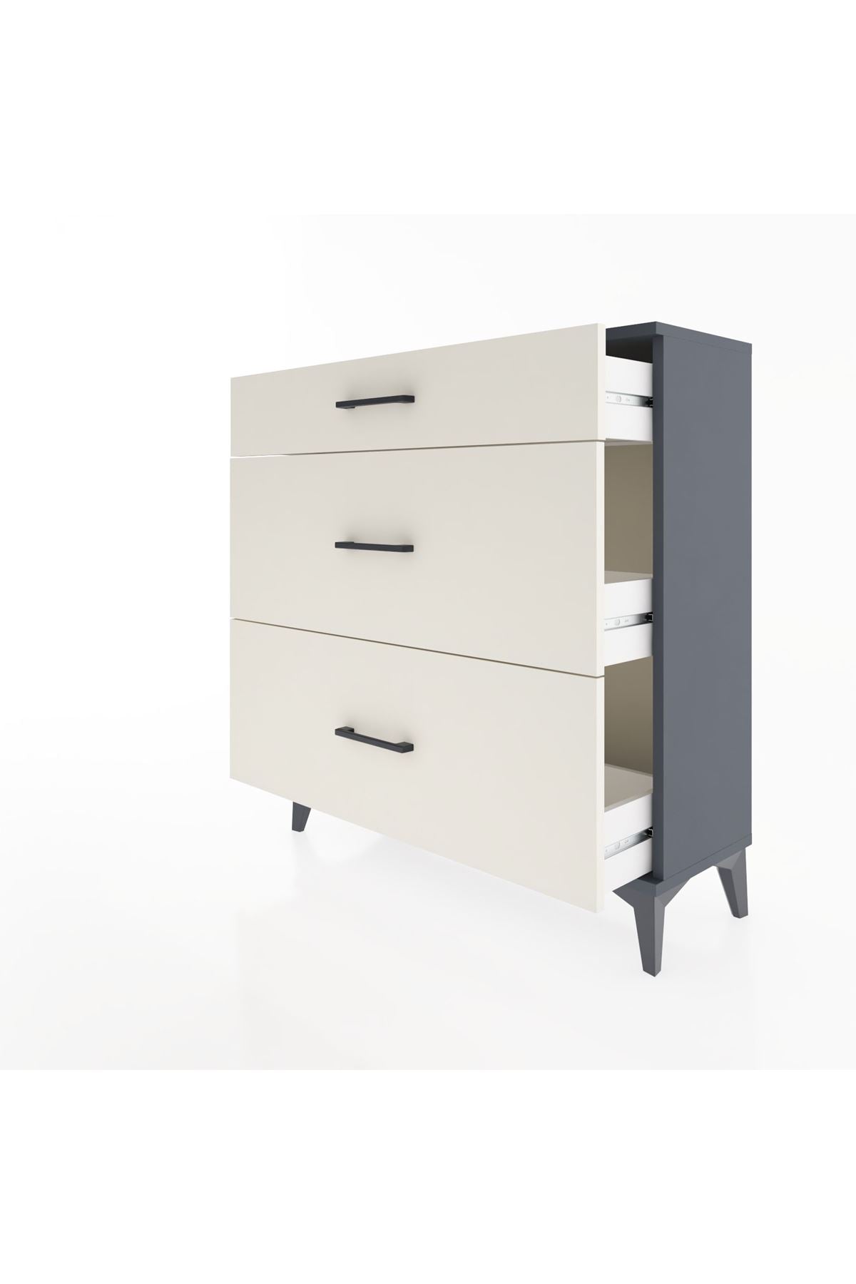 Arges Şifonyer 3 Çekmeceli 88x30x96 Antrasit-Aytaşı