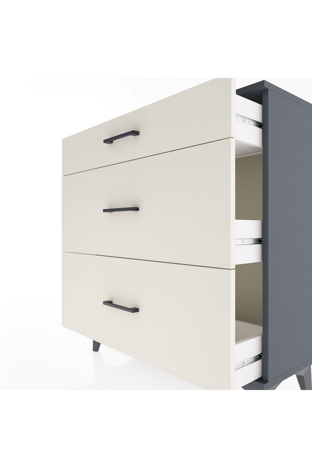 Arges Şifonyer 3 Çekmeceli 88x30x96 Antrasit-Aytaşı