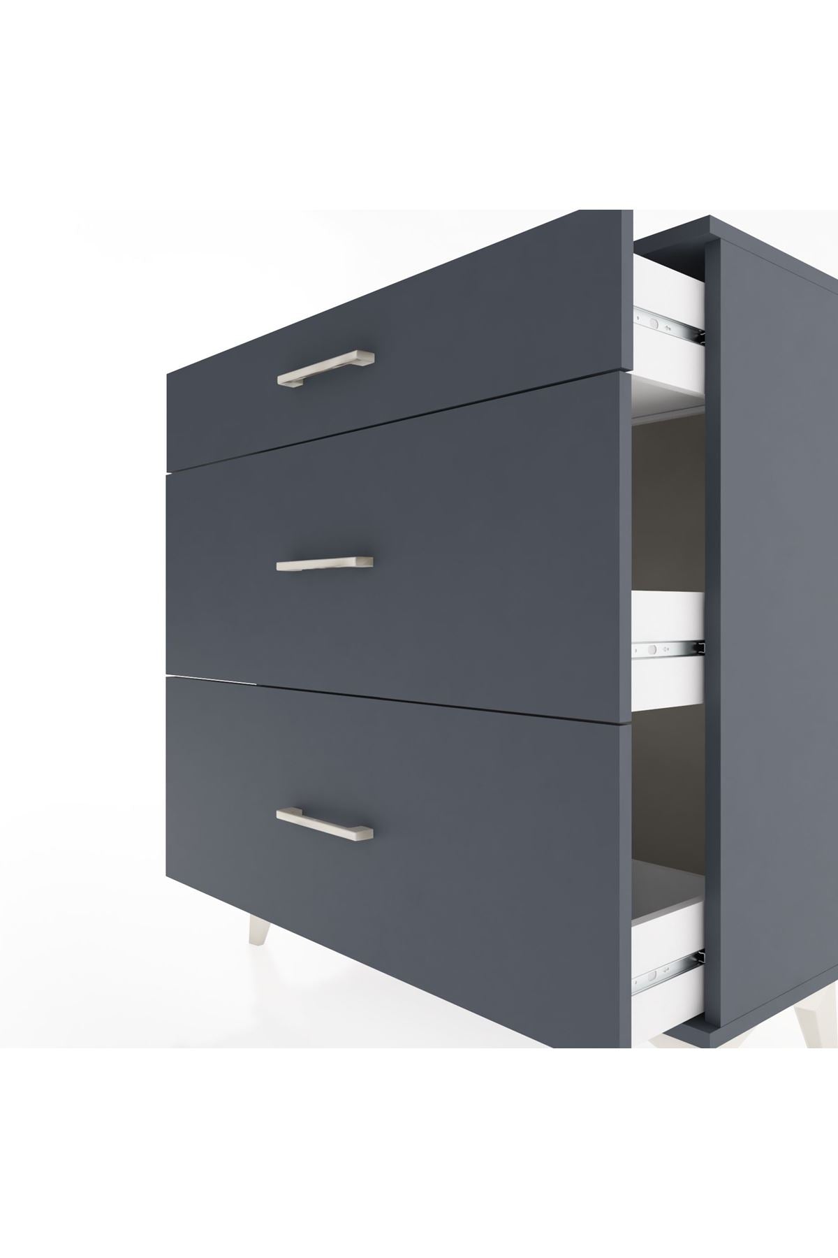 Arges Şifonyer 3 Çekmeceli 88x30x96 Antrasit-Antrasit