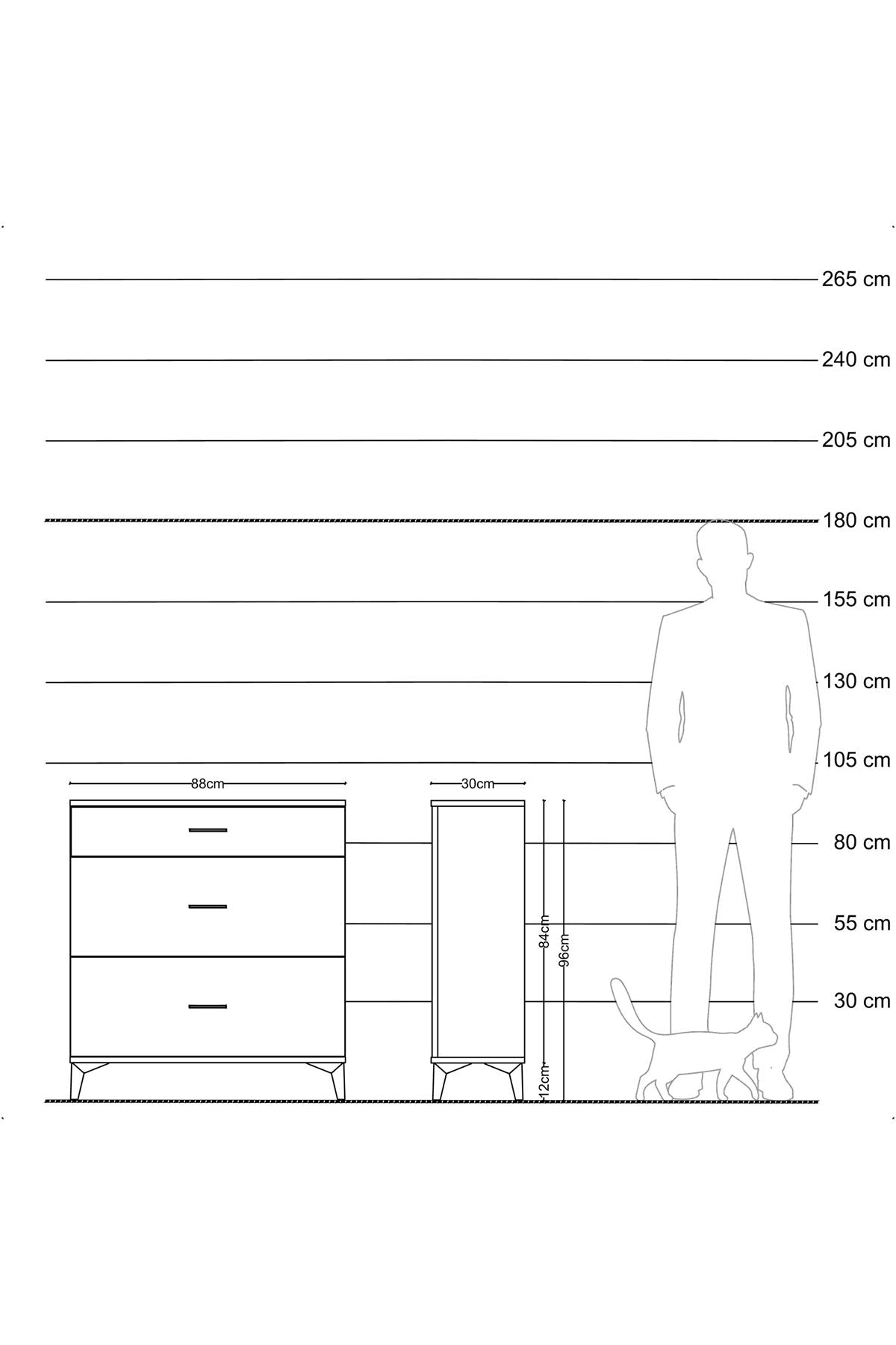Arges Şifonyer 3 Çekmeceli 88x30x96 Antrasit-Antrasit