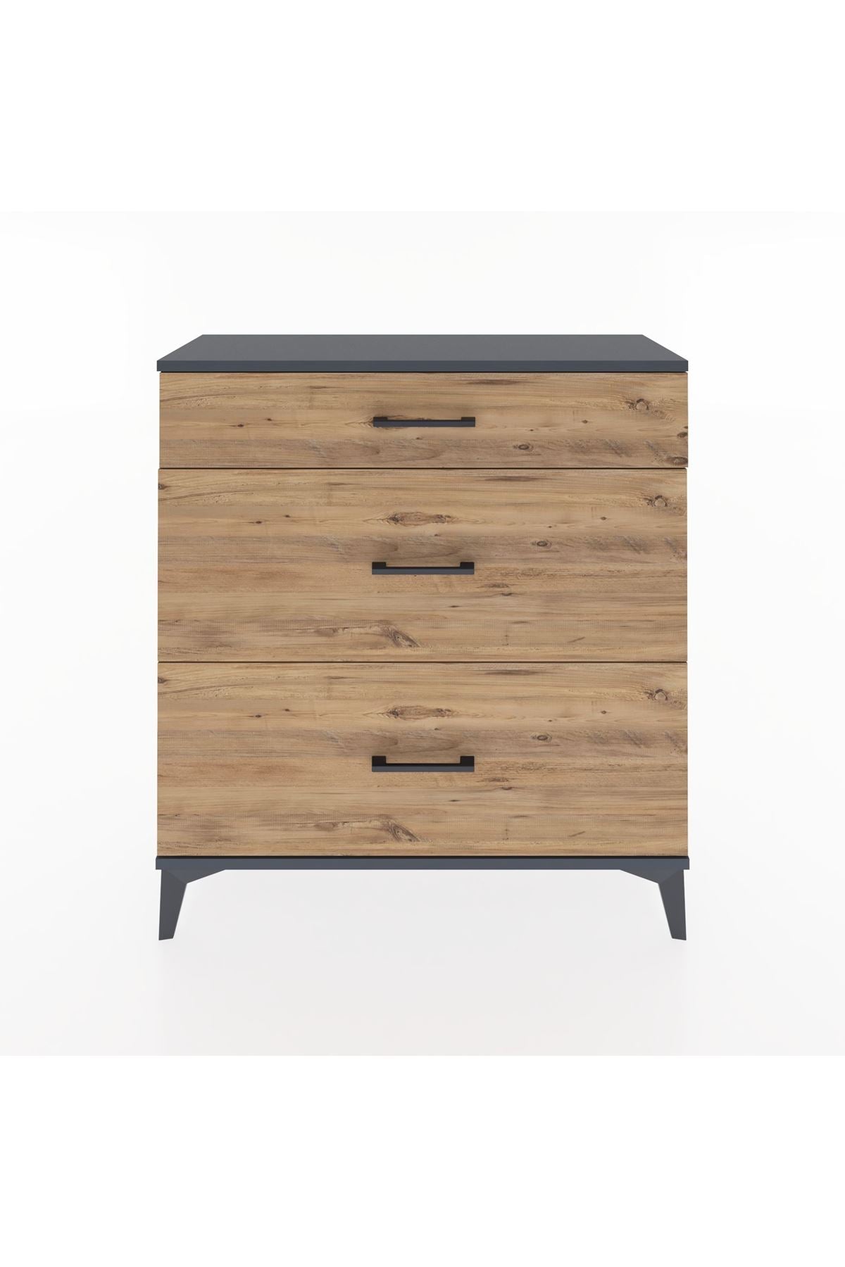 Arges Şifonyer 3 Çekmeceli 88x30x96 Antrasit-Çam