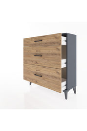 Arges Şifonyer 3 Çekmeceli 88x30x96 Antrasit-Çam