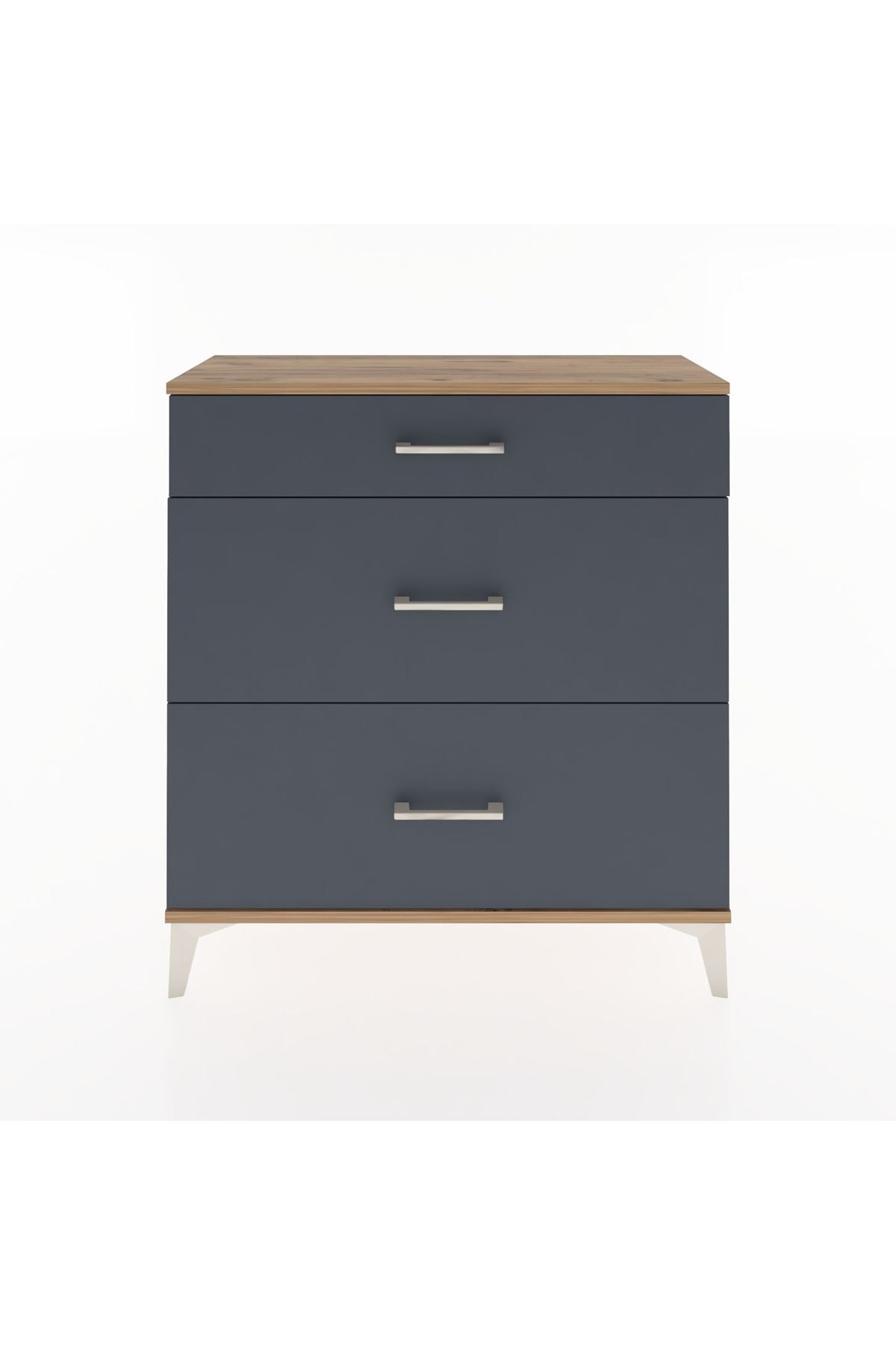 Arges Şifonyer 3 Çekmeceli 88x30x96 Çam-Antrasit