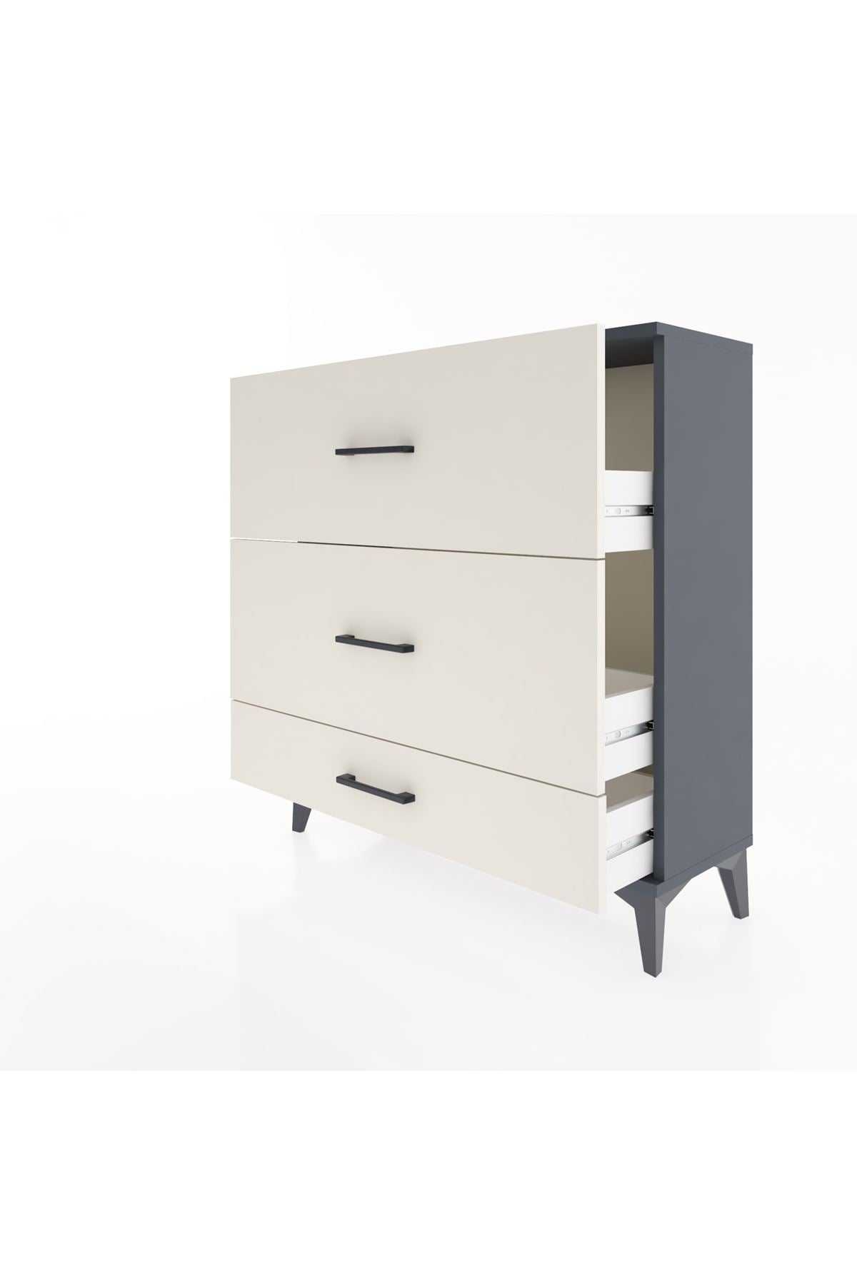 Arges Şifonyer 3 Çekmeceli 88x30x96 Antrasit-Aytaşı