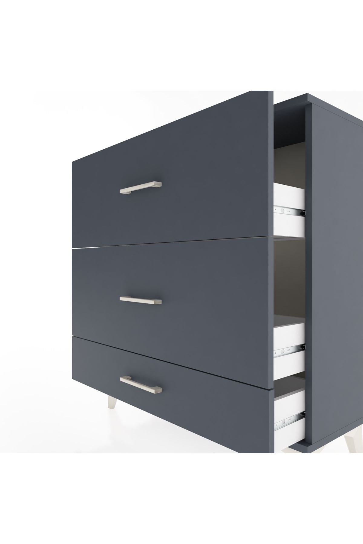 Arges Şifonyer 3 Çekmeceli 88x30x96 Antrasit-Antrasit