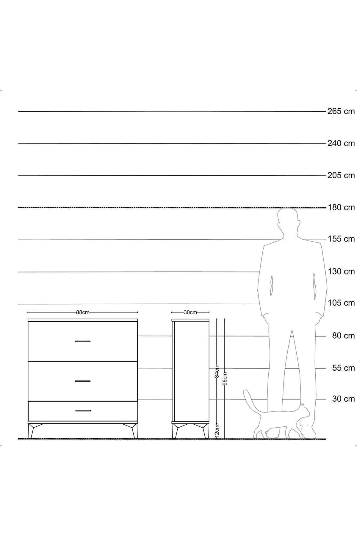 Arges Şifonyer 3 Çekmeceli 88x30x96 Antrasit-Antrasit