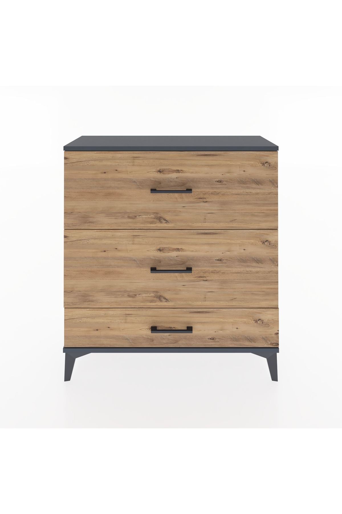 Arges Şifonyer 3 Çekmeceli 88x30x96 Antrasit-Çam