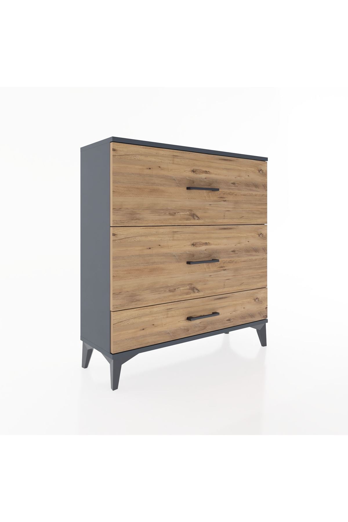 Arges Şifonyer 3 Çekmeceli 88x30x96 Antrasit-Çam