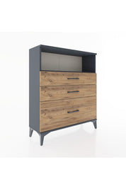 Arges Şifonyer Tek Raflı 3 Çekmeceli 88x30x106 Antrasit-Çam