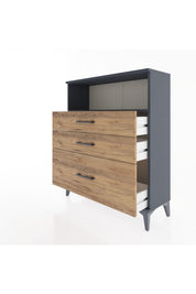 Arges Şifonyer Tek Raflı 3 Çekmeceli 88x30x106 Antrasit-Çam