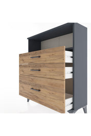 Arges Şifonyer Tek Raflı 3 Çekmeceli 88x30x106 Antrasit-Çam