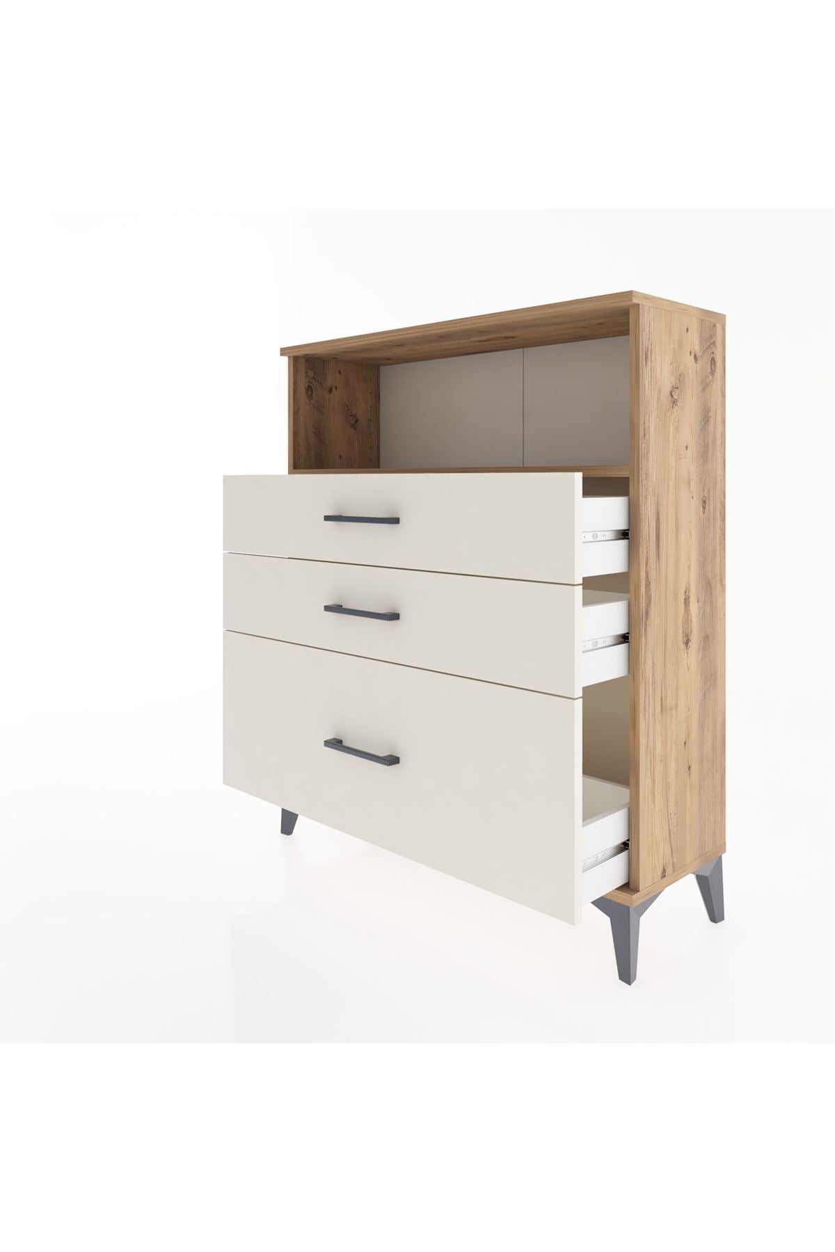 Arges Şifonyer Tek Raflı 3 Çekmeceli 88x30x106 Çam-Aytaşı