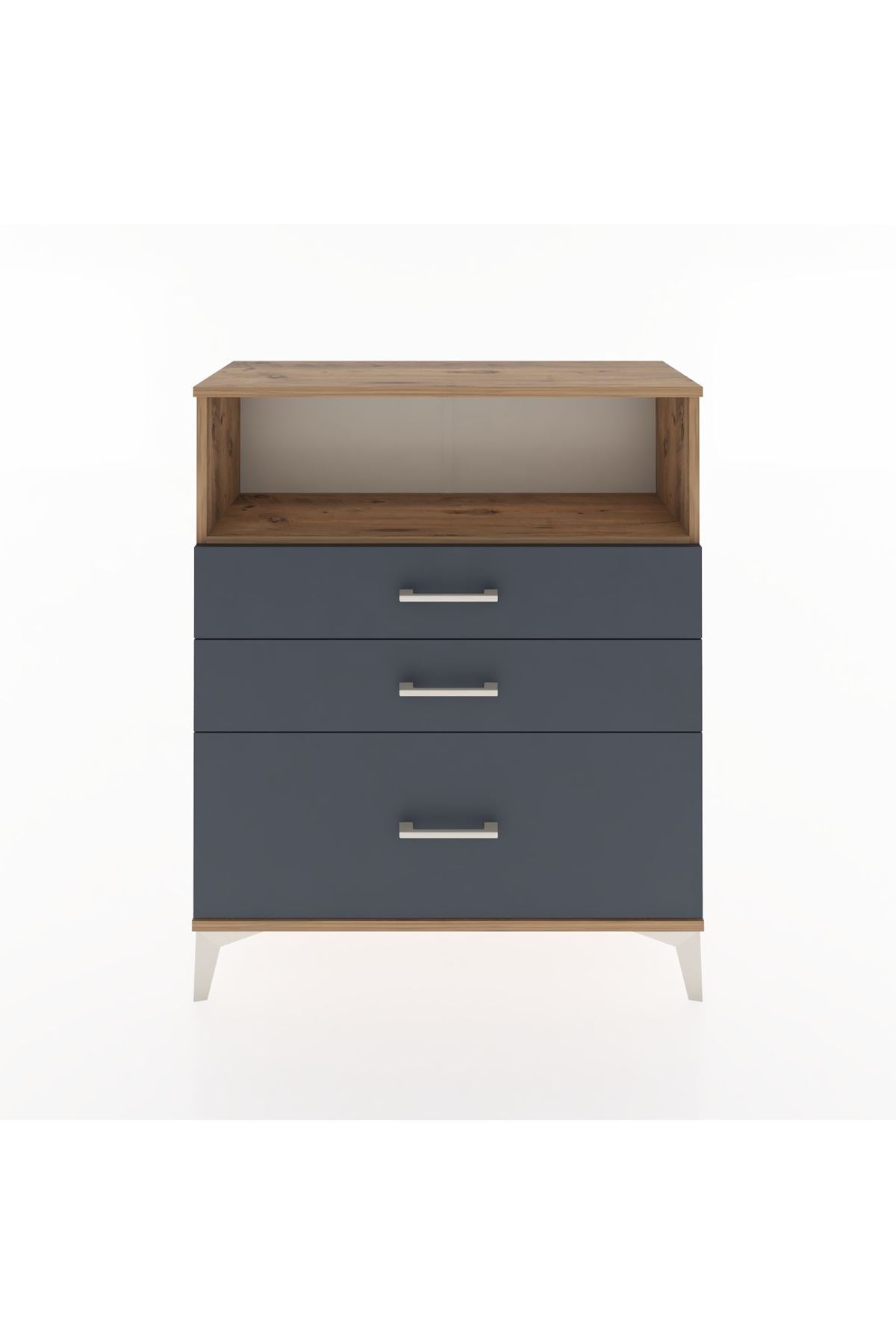 Arges Şifonyer Tek Raflı 3 Çekmeceli 88x30x106 Çam-Antrasit