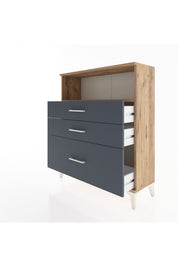 Arges Şifonyer Tek Raflı 3 Çekmeceli 88x30x106 Çam-Antrasit