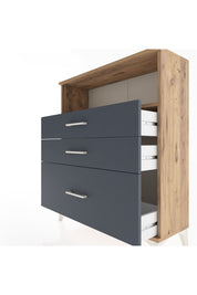 Arges Şifonyer Tek Raflı 3 Çekmeceli 88x30x106 Çam-Antrasit