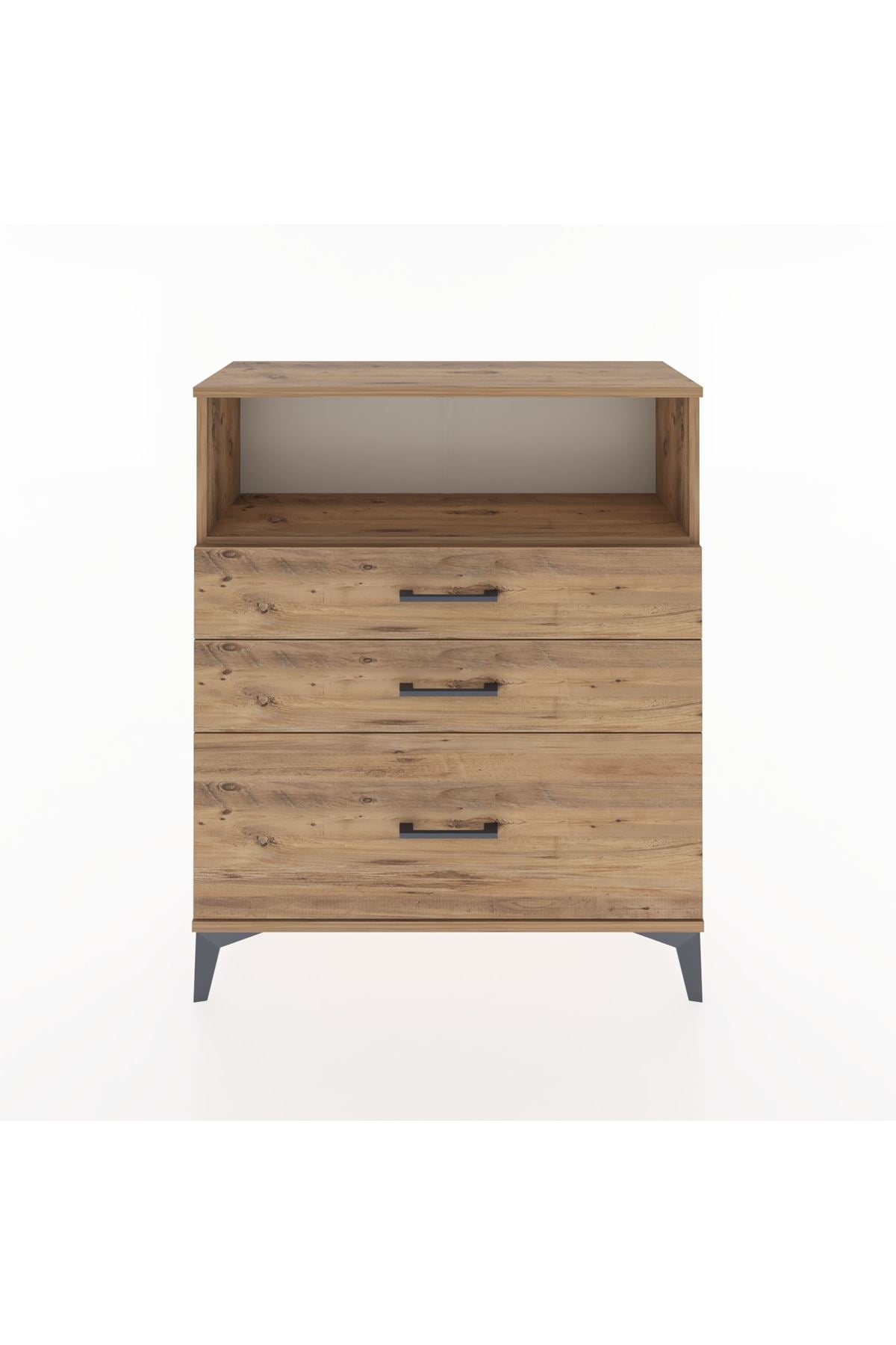 Arges Şifonyer Tek Raflı 3 Çekmeceli 88x30x106 Çam-Çam