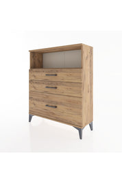 Arges Şifonyer Tek Raflı 3 Çekmeceli 88x30x106 Çam-Çam