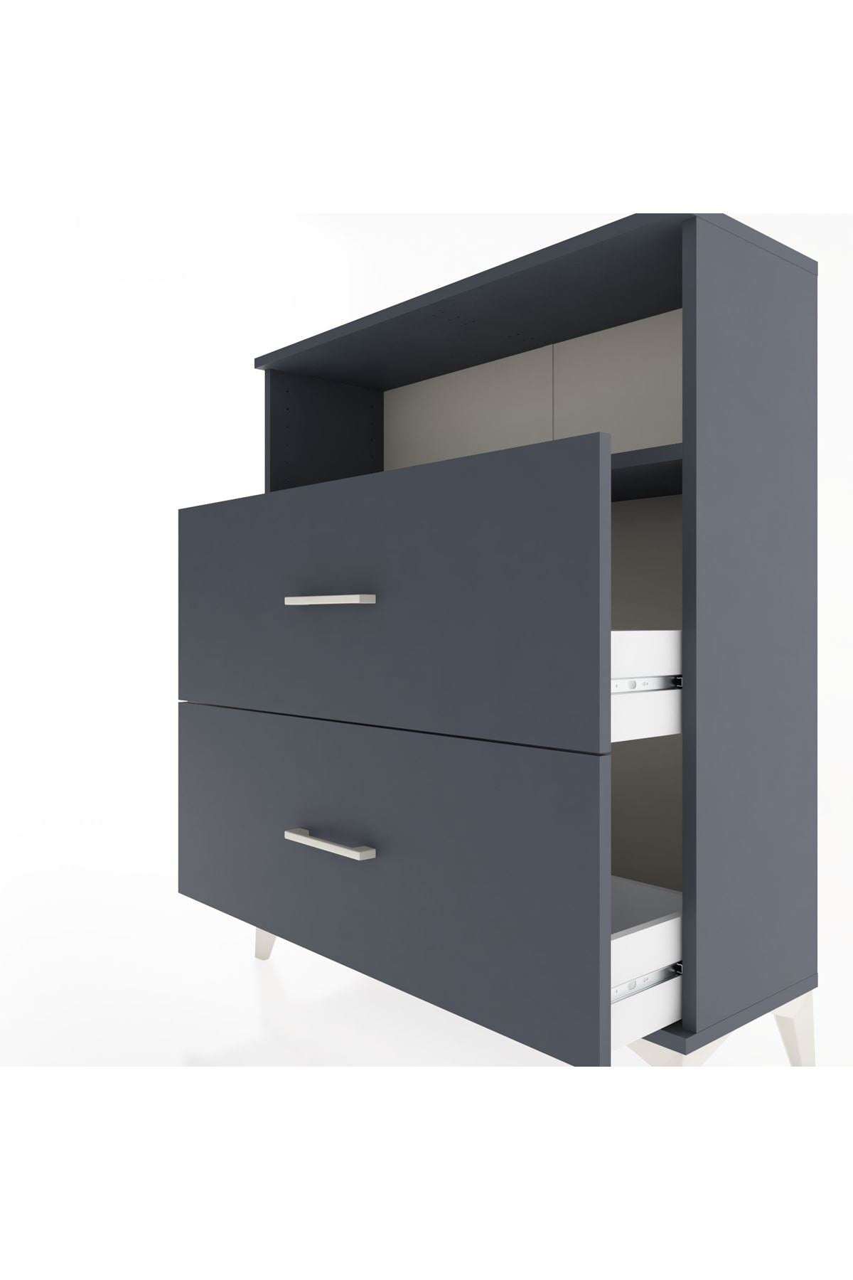 Arges Şifonyer Tek Raflı 2 Çekmeceli 88x30x106 Antrasit-Antrasit