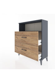 Arges Şifonyer Tek Raflı 2 Çekmeceli 88x30x106 Antrasit-Çam