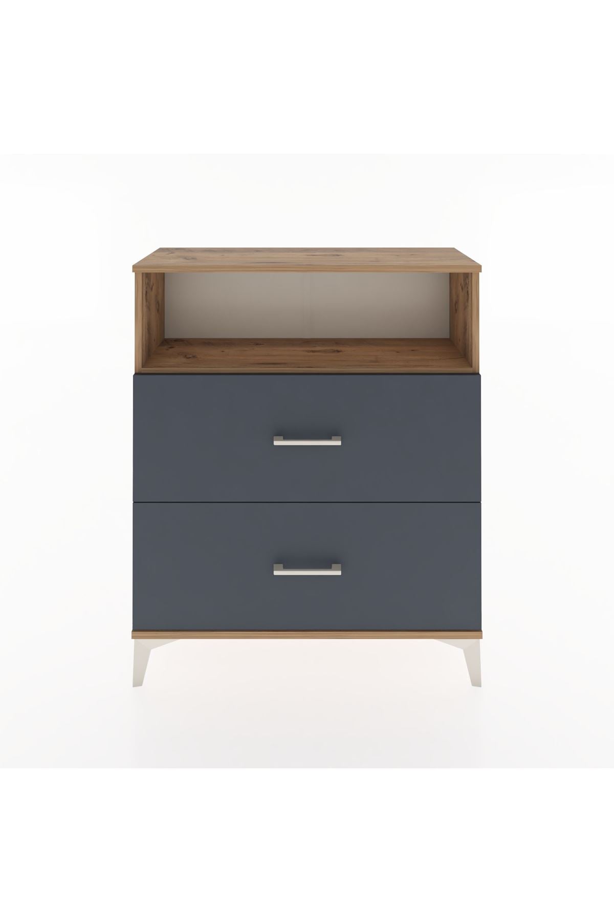 Arges Şifonyer Tek Raflı 2 Çekmeceli 88x30x106 Çam-Antrasit