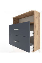 Arges Şifonyer Tek Raflı 2 Çekmeceli 88x30x106 Çam-Antrasit