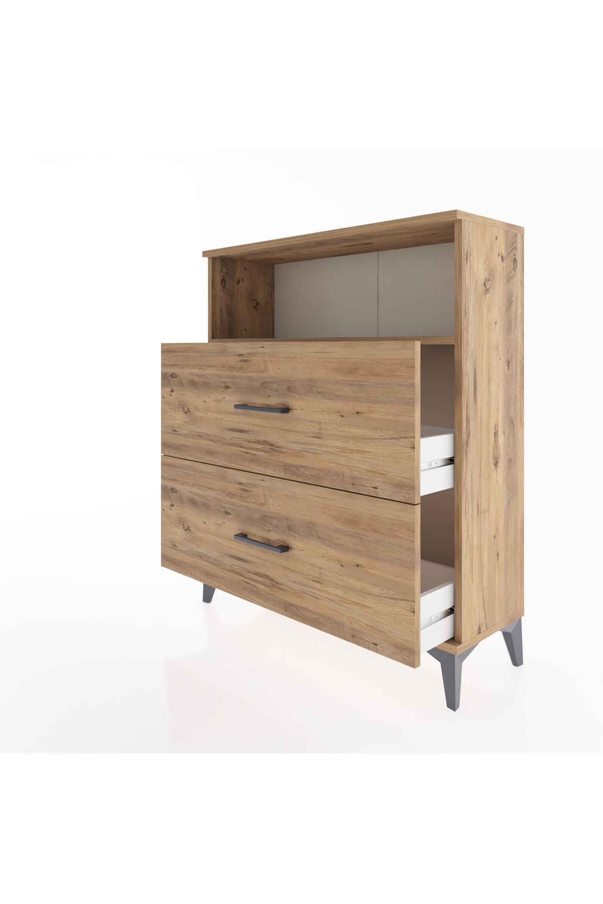 Arges Şifonyer Tek Raflı 2 Çekmeceli 88x30x106 Çam-Çam