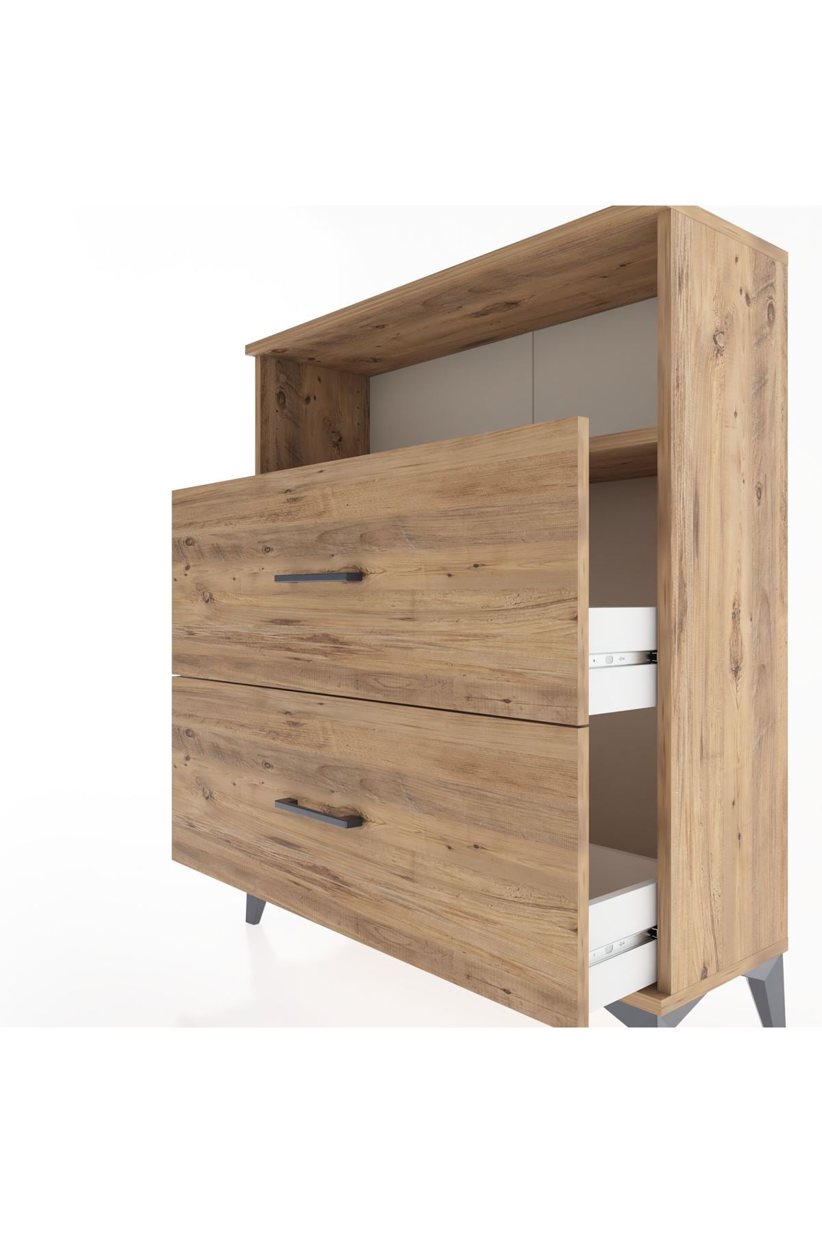 Arges Şifonyer Tek Raflı 2 Çekmeceli 88x30x106 Çam-Çam