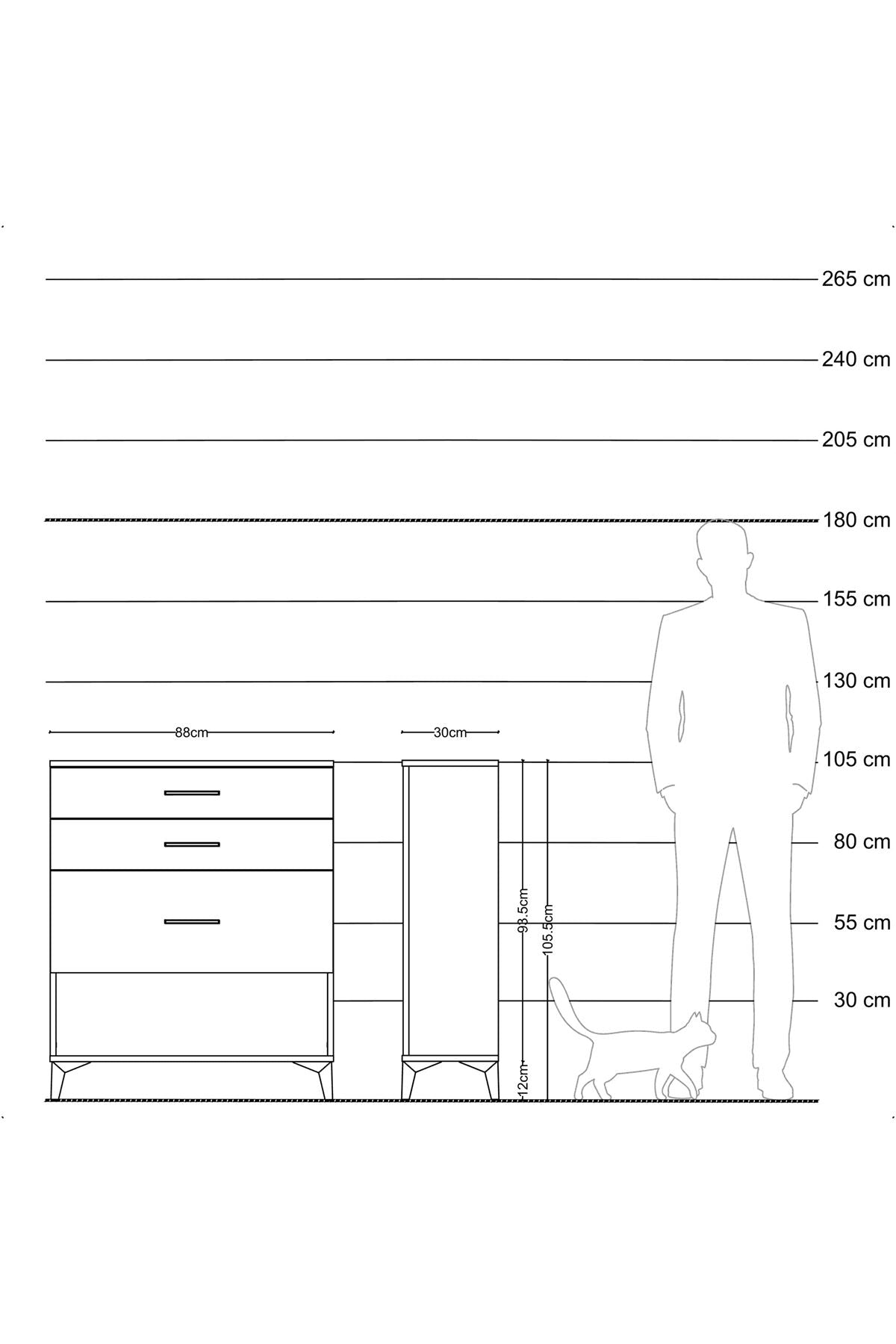 Arges Şifonyer 3 Çekmeceli 88x30x106 Aytaşı-Antrasit