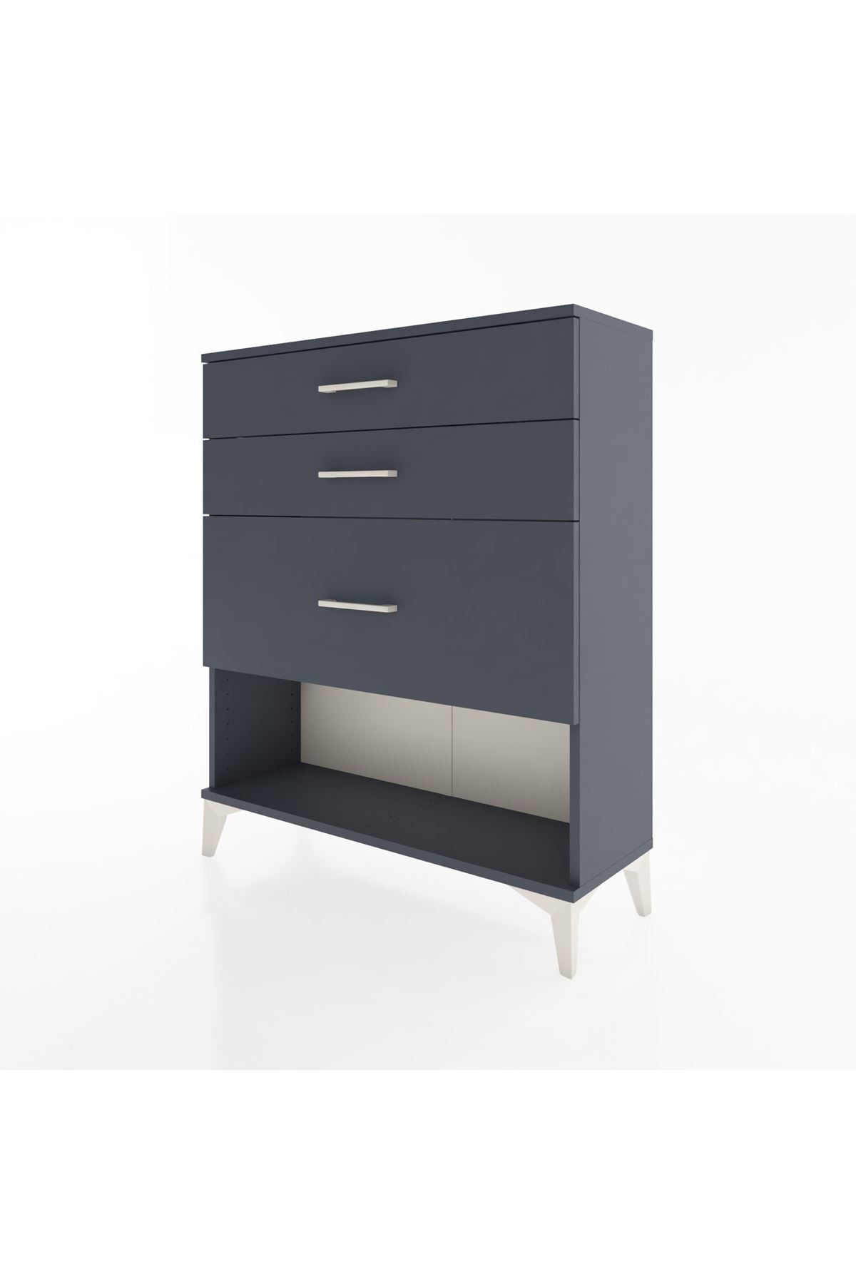 Arges Şifonyer 3 Çekmeceli 88x30x106 Antrasit-Antrasit