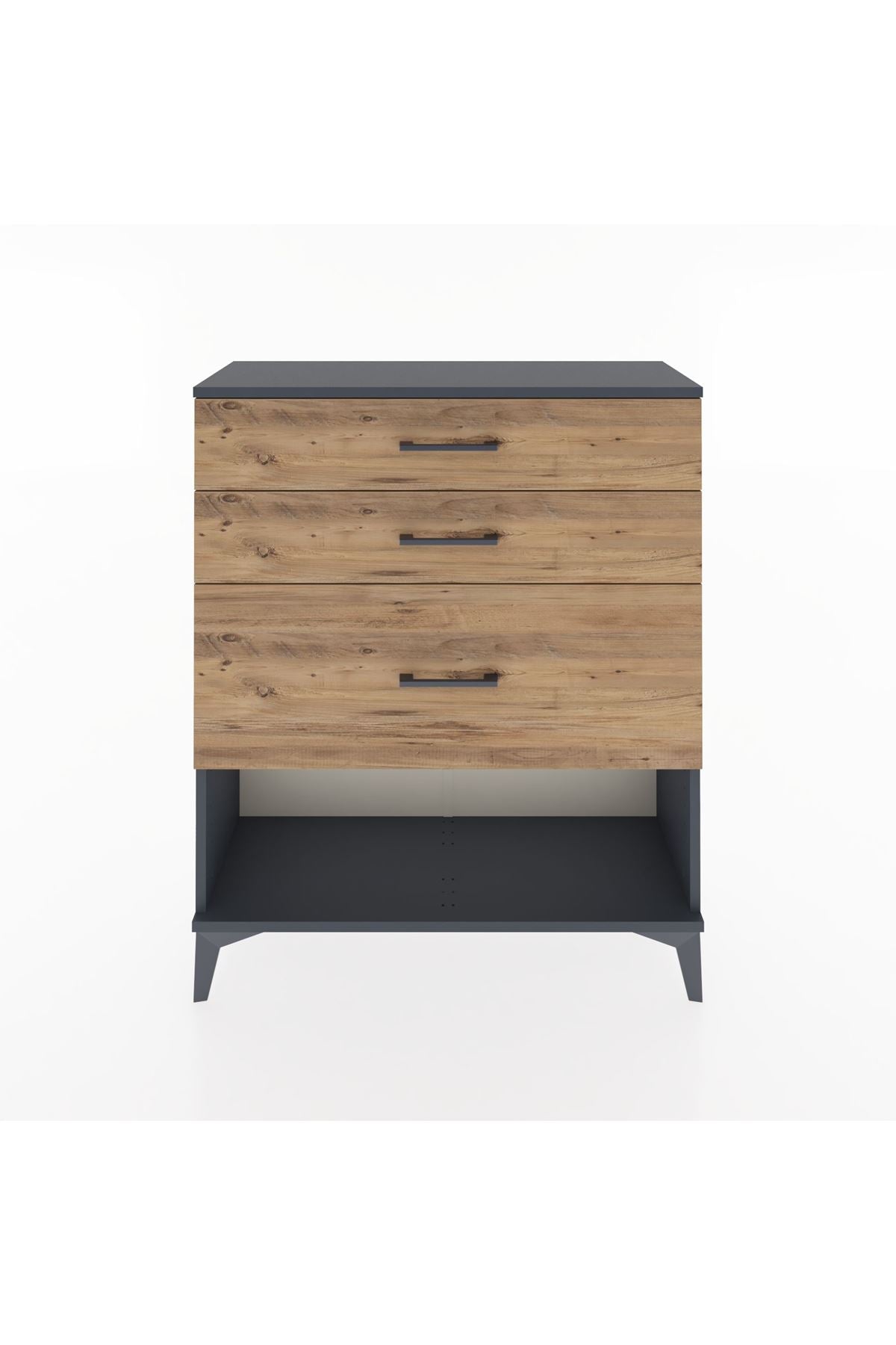 Arges Şifonyer 3 Çekmeceli 88x30x106 Antrasit-Çam