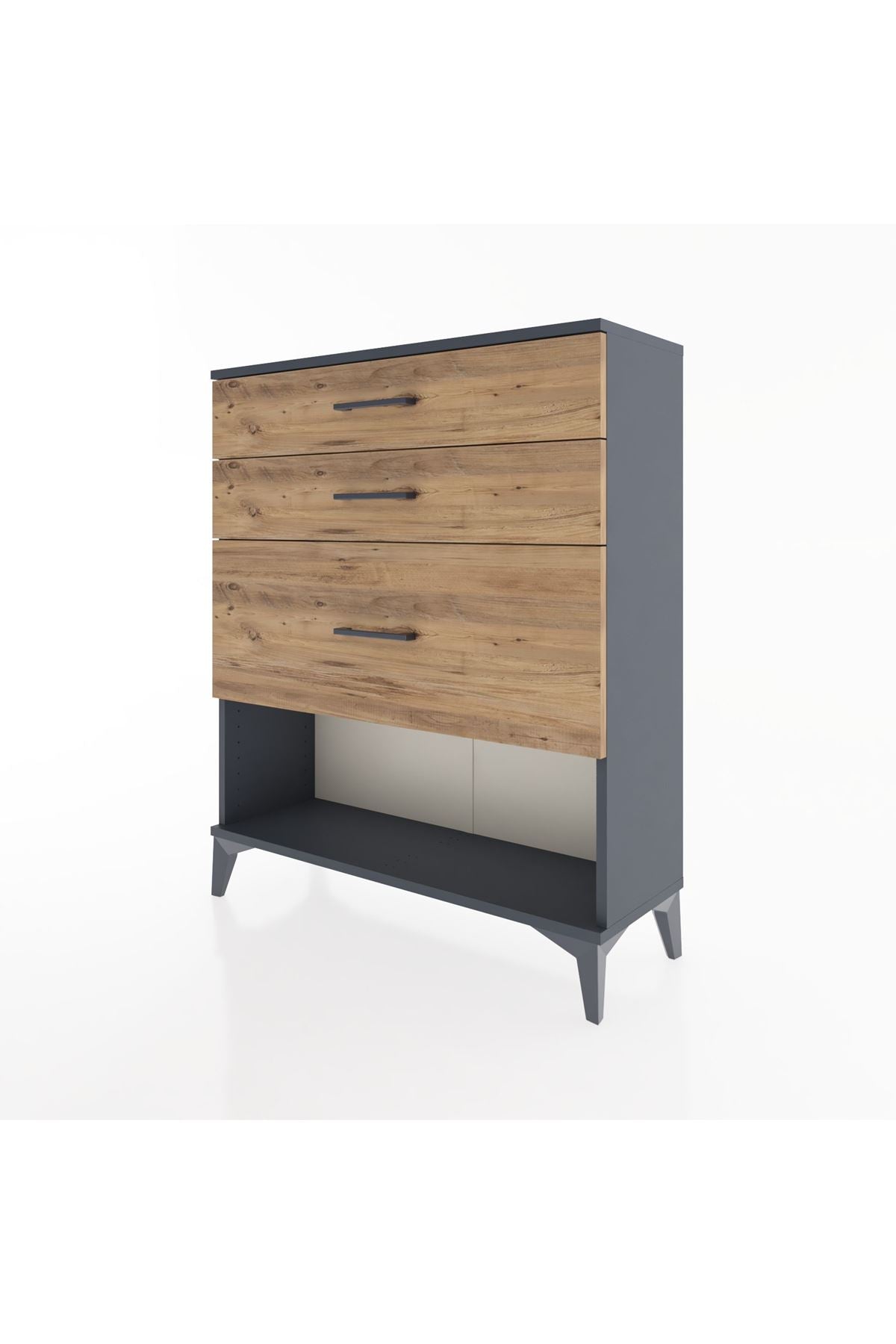 Arges Şifonyer 3 Çekmeceli 88x30x106 Antrasit-Çam