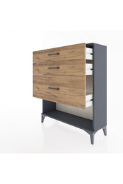 Arges Şifonyer 3 Çekmeceli 88x30x106 Antrasit-Çam