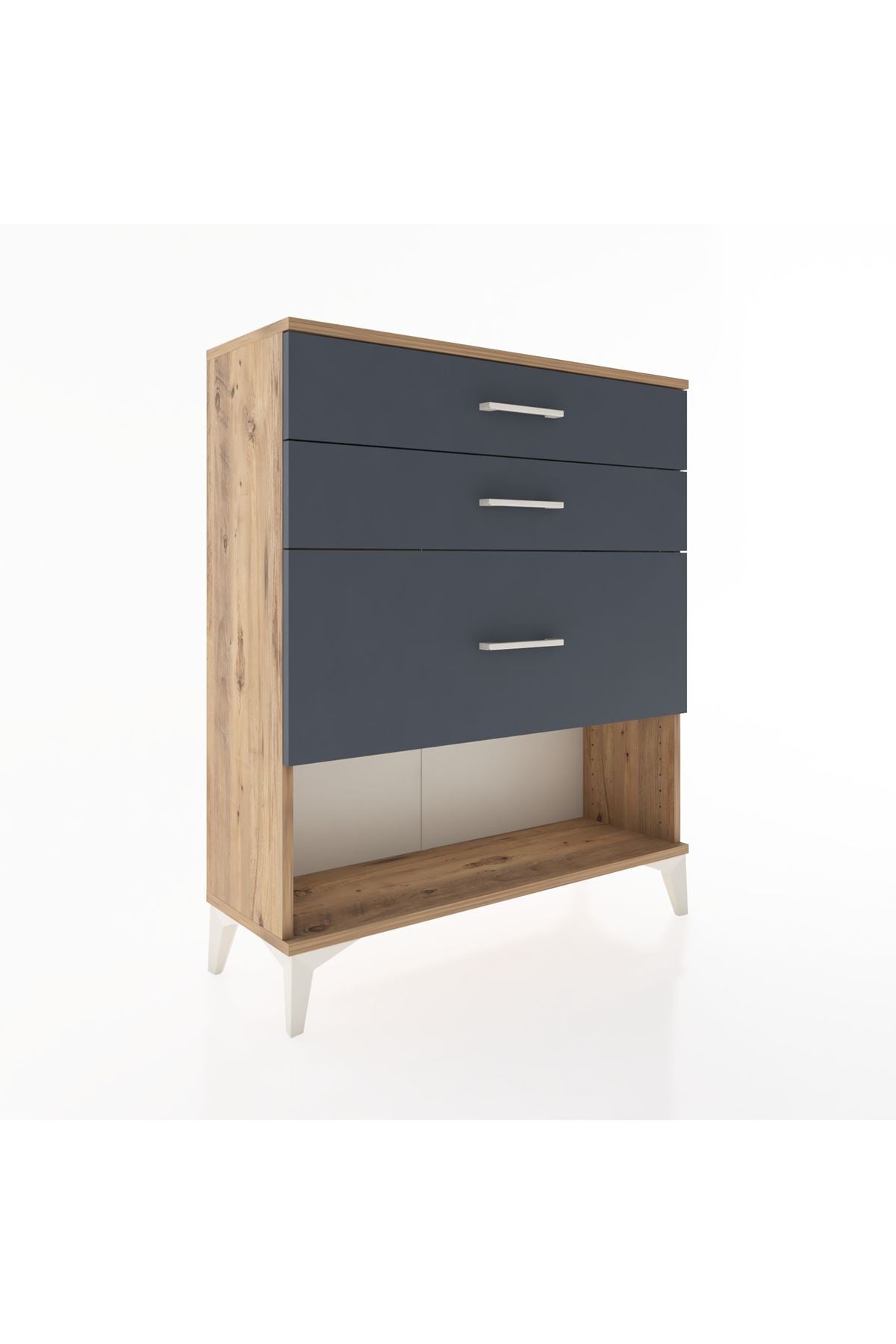 Arges Şifonyer 3 Çekmeceli 88x30x106 Çam-Antrasit