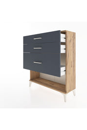 Arges Şifonyer 3 Çekmeceli 88x30x106 Çam-Antrasit