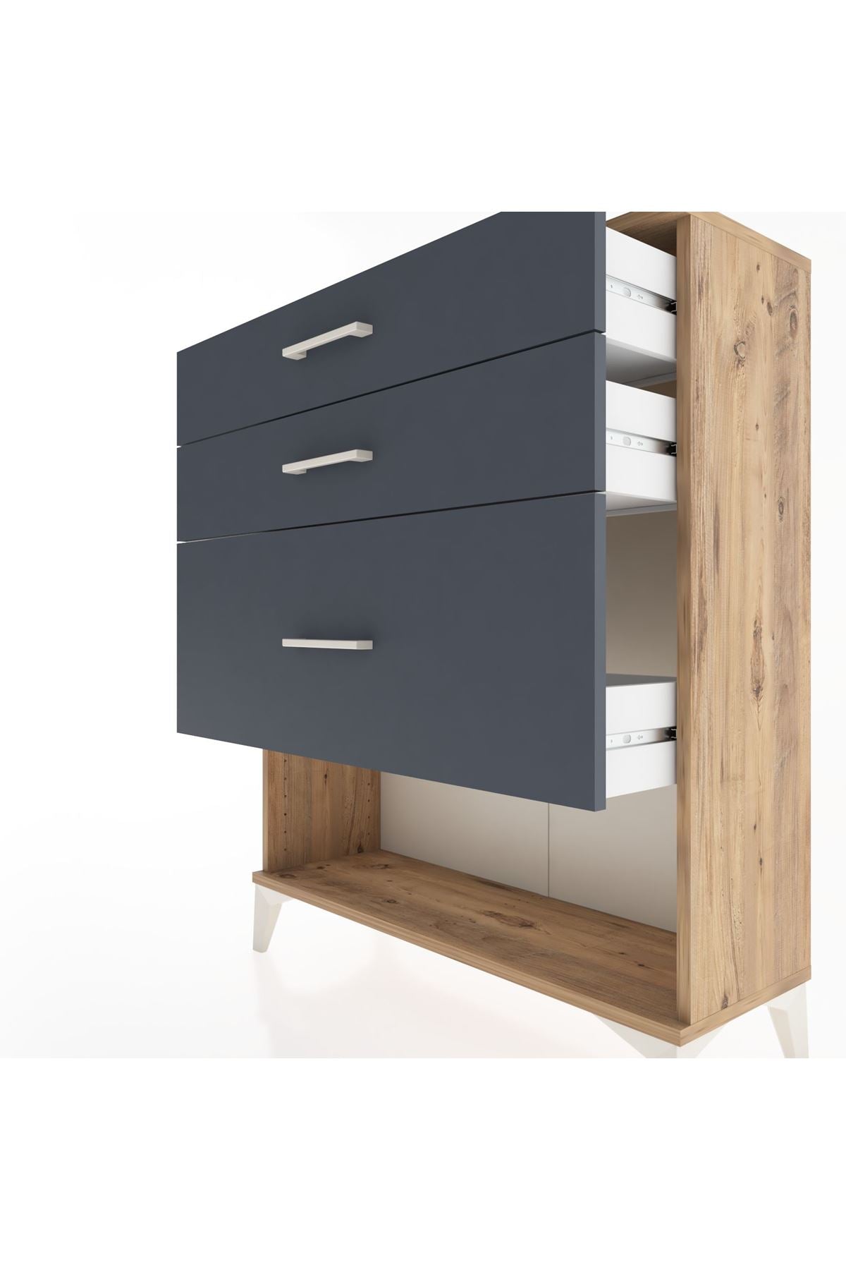 Arges Şifonyer 3 Çekmeceli 88x30x106 Çam-Antrasit