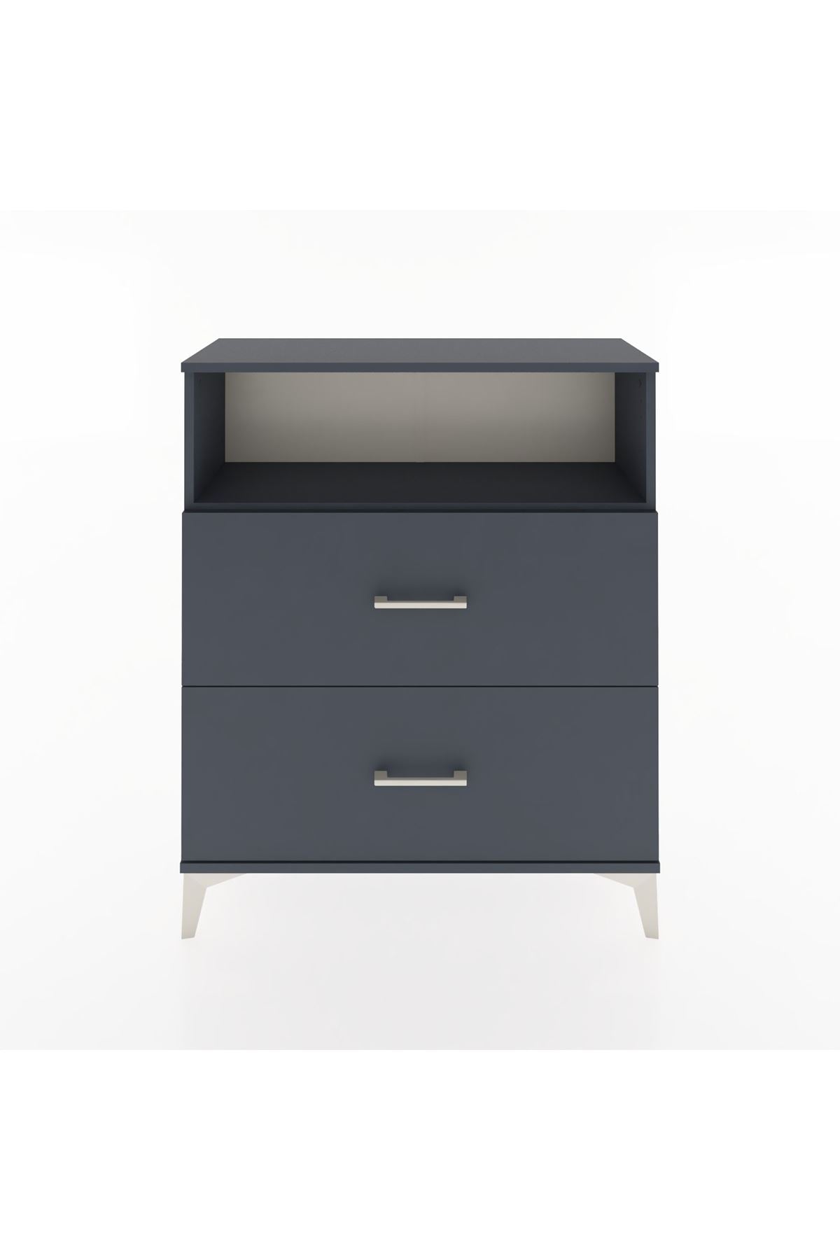 Arges Şifonyer Tek Raflı 2 Çekmeceli 88x30x106 Antrasit-Antrasit