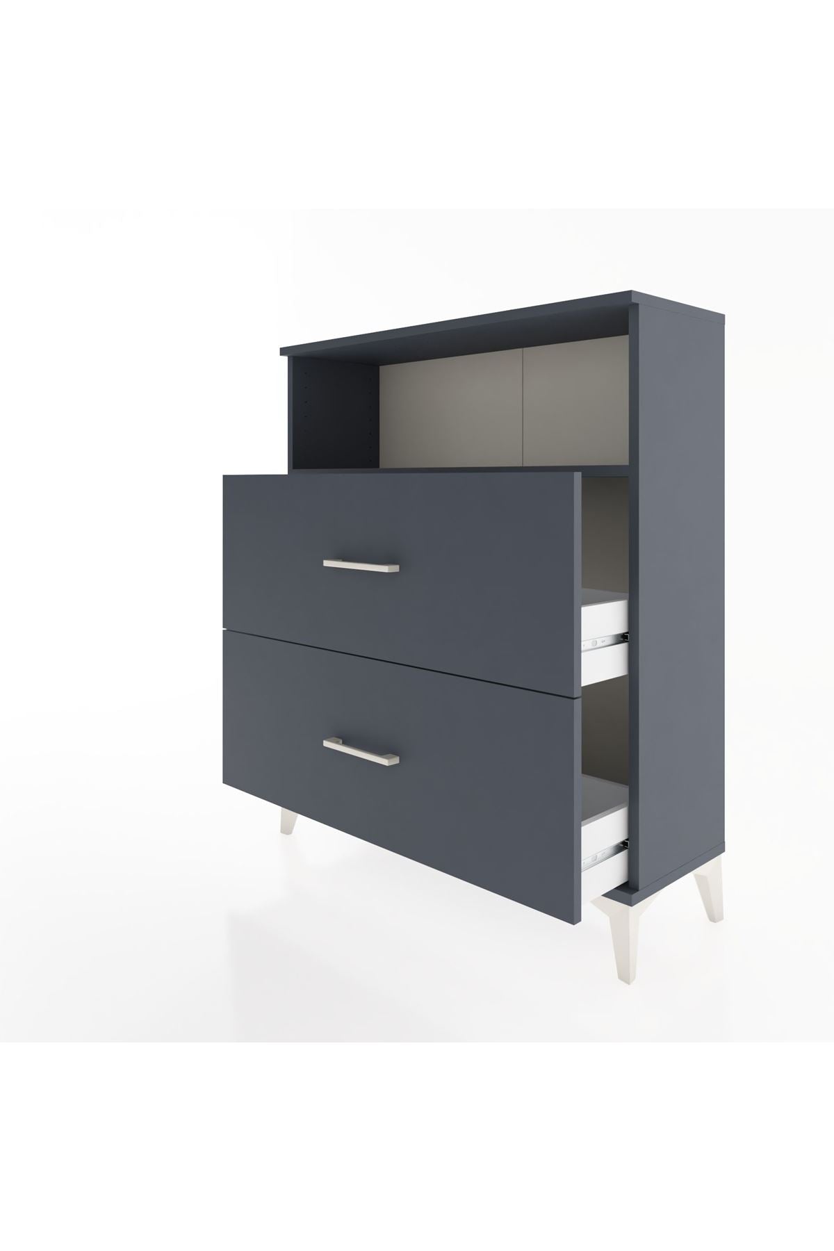 Arges Şifonyer Tek Raflı 2 Çekmeceli 88x30x106 Antrasit-Antrasit