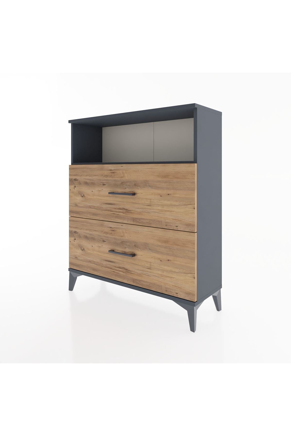 Arges Şifonyer Tek Raflı 2 Çekmeceli 88x30x106 Antrasit-Çam