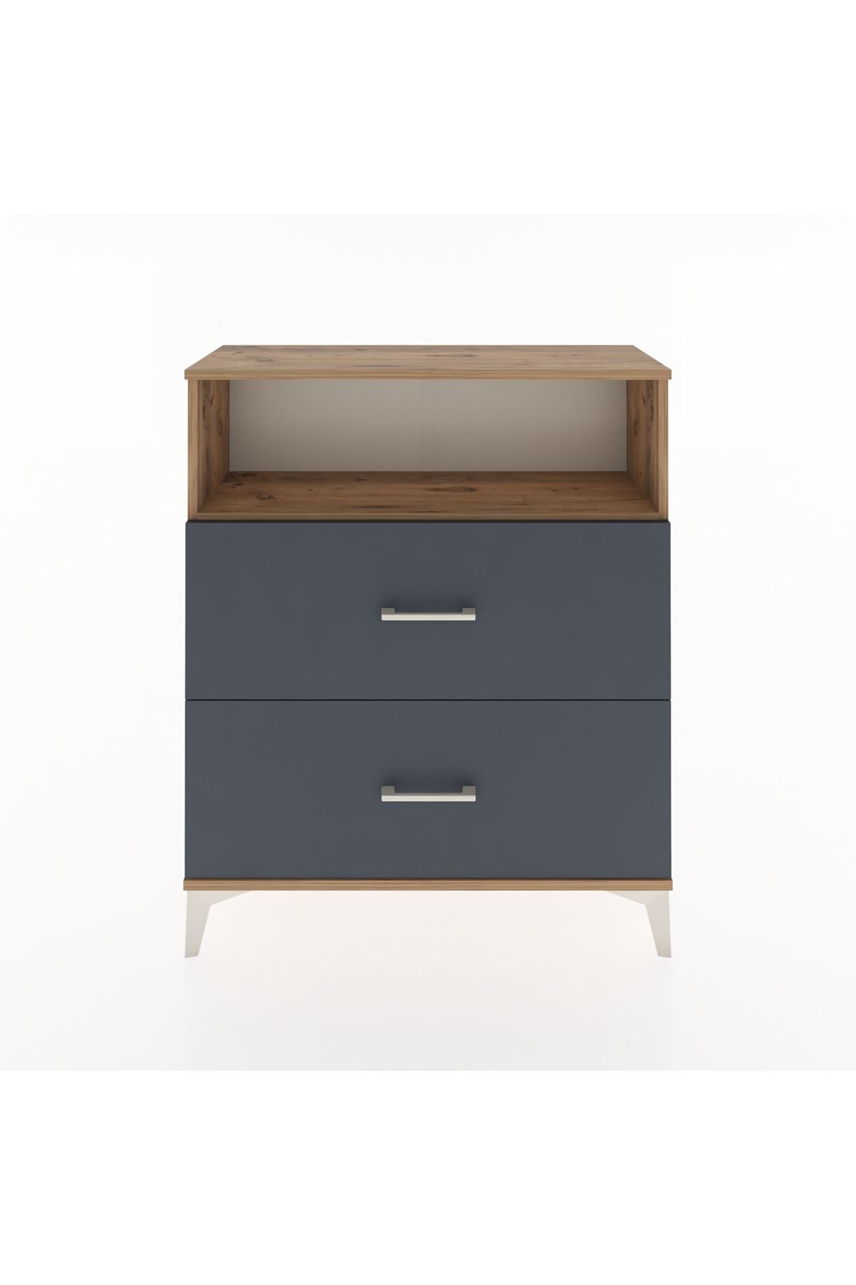 Arges Şifonyer Tek Raflı 2 Çekmeceli 88x30x106 Çam-Antrasit