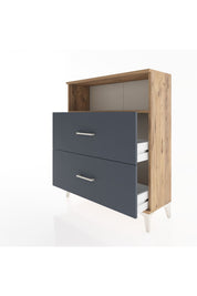 Arges Şifonyer Tek Raflı 2 Çekmeceli 88x30x106 Çam-Antrasit